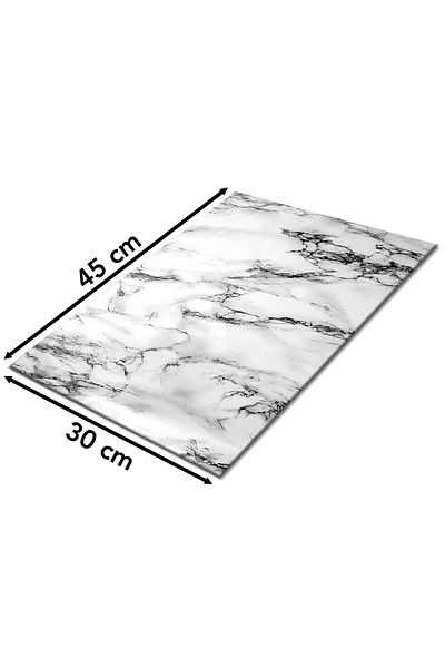 Rosyvien Marble Look Glass Cutting Board - with Silicone Legs, Presentation Cuts, Tempered, and Rodage