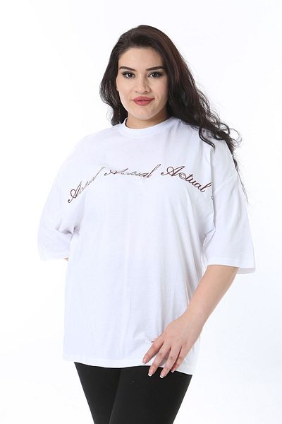 Şans Plus Size White Cotton Comfortable Blouse - 65n38243