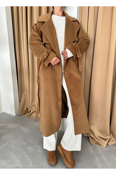 Laluvia Tan Vorkuta Belted Coat-54496