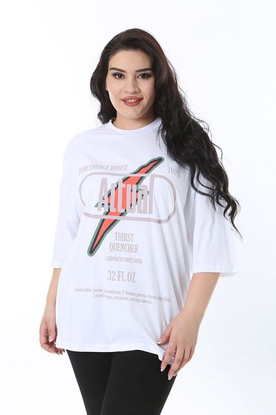 Şans White Cotton Fabric - Comfortable Fit Women's Blouse, Plus Size 65n38244