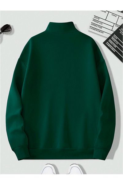 Revasser Μονόχρωμο βαμβακερό oversize φούτερ για άνδρες και γυναίκες - με γιακά και μισό φερμουάρ