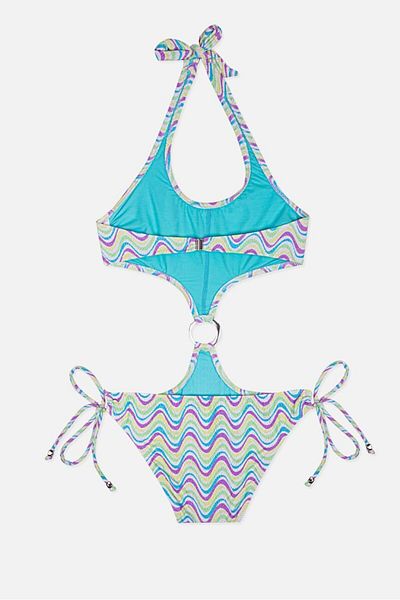 AYYILDIZ 4957 Purple Patterned Girls' Swimsuit