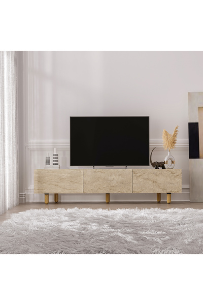 MERT SERT MOBİLYA Alvin 180cm Tv Sehpası, Ahşap Ayak