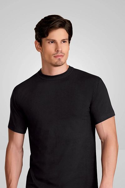 MYS GRUP TEKSTİL Men's 6-Piece Black 0 Collar Half Sleeve 100% Cotton Undershirt Clear / 1005