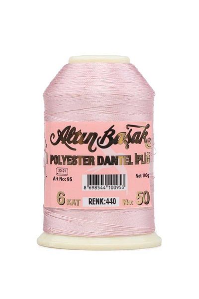 Altınbaşak Ață de dantelă din poliester - roz praf, 100 gr, culoare 440