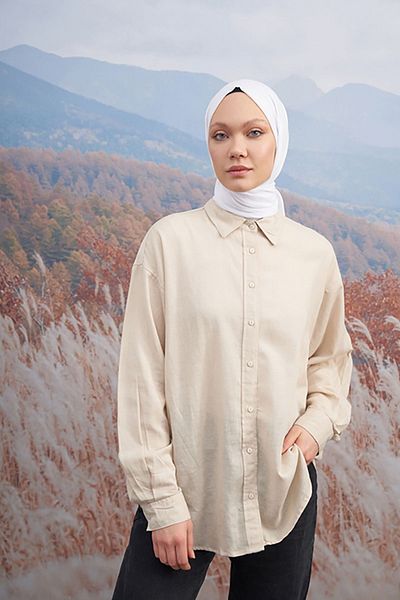 ARMANDA Ρουστίκ βαμβακερό σάλι - Off White