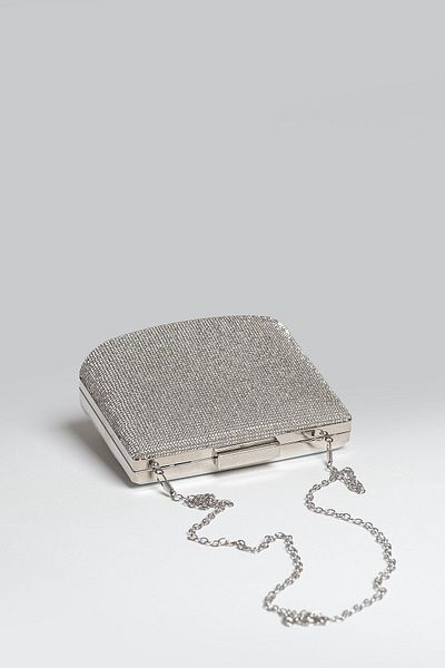 ROZA CANTA Γυναικείο βραδινό φόρεμα από ασημί πέτρα Clutch βραδινή τσάντα
