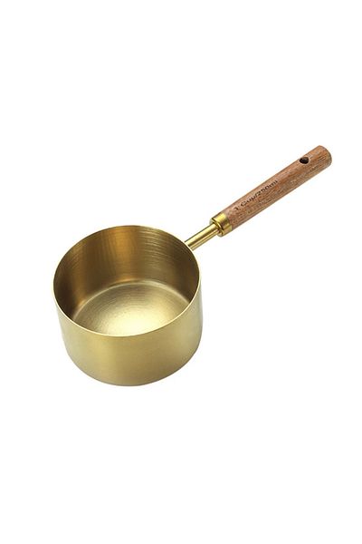 morponi Gold Luxury 4-Piece Wooden Handle Measuring Spoons - Measuring Cup