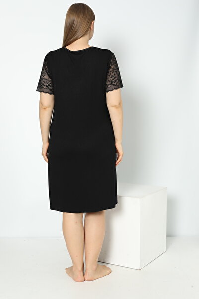 shefox Women's Oversize Viscose Lace Short Sleeve Nightgown by Confeo