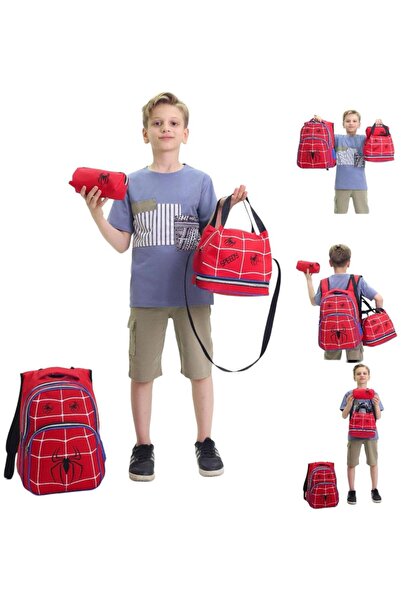 GÜZELYÜZ AVM 3'lü Okul Seti Kız Çocuk Sırt Çantası Seti Çanta Termoslu Beslenme Çantası Kalemlik Örümcek Model