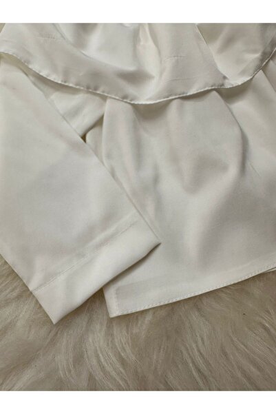 Moda Lina Baby Dívčí halenka Madonna s límečkem v bílé barvě s dlouhým rukávem