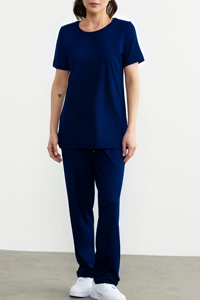 BayBayan Ženski Oversize kroj Pamučni džersej set - Široke nogavice, kratki r...