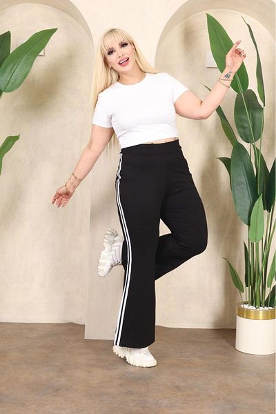 EMEZ Pantaloni de sport cu pantaloni spaniole cu dungi albe