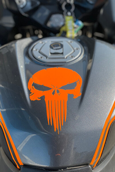 Banxtre Motor-Araba-Kask için Orafol Neon Turuncu Punısher Sticker Etiket 15C...