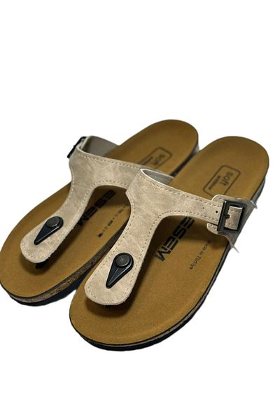 Esem Casual Comfortable Belted Leather Flip Flops Sandals