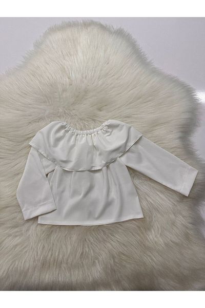 Moda Lina Baby Κοριτσίστικη μπλούζα μακρυμάνικη Madonna γιακά σε λευκό χρώμα