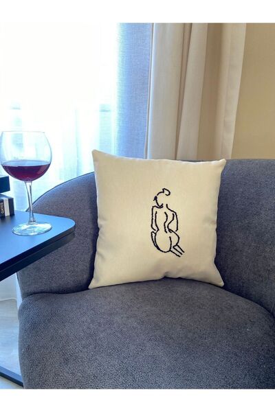 La Vivi Siluetă minimalistă de femei - Husă de pernă brodata cu pumn