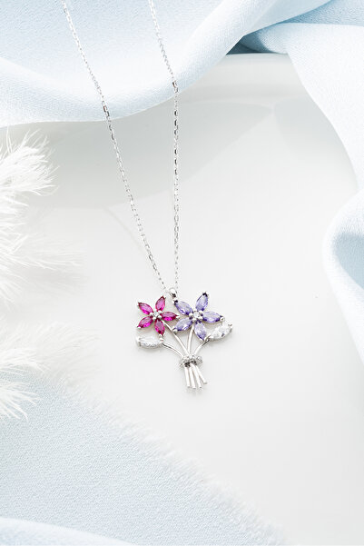 Silvano Jewelry 925 Ayar Gümüş Çiçek Buketi Kolye