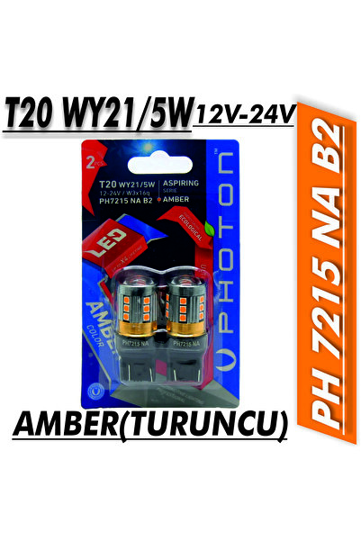 Led PH7215 NA B2   [PHOTON] T20 WY21/5W 12V - 24V AMBER (2 ADET BİR PAKET)