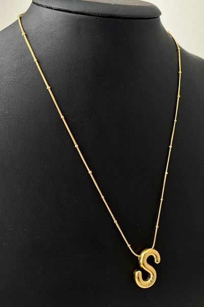 Modex Letter Colored Steel Balloon Necklace - 2cm Letter, 44 5cm Chain