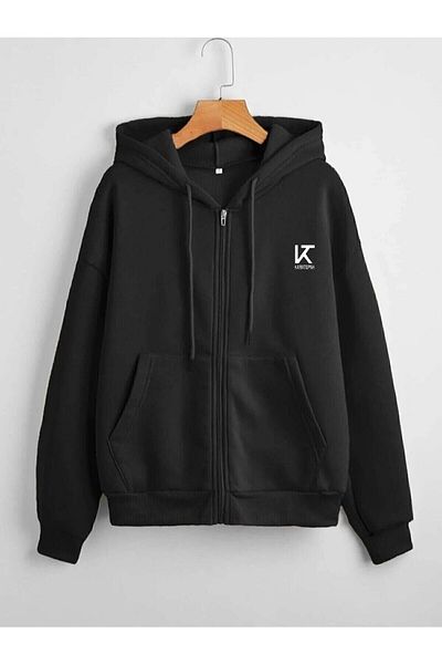 Karatopak Hanorac oversize sezonier unisex cu glugă imprimat și fermoar