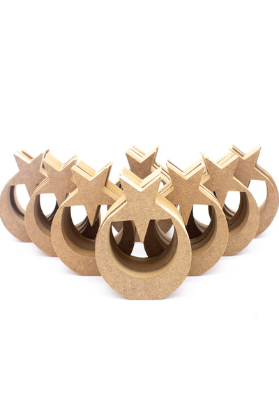 na neşeli ahşap 25 Adet 10 cm Ay Yıldız Figürü.dik Durabilir.okul Öncesi Eğit...