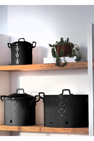The Mia Prism 2-Chamber Potato Onion Container Black (Glossy)
