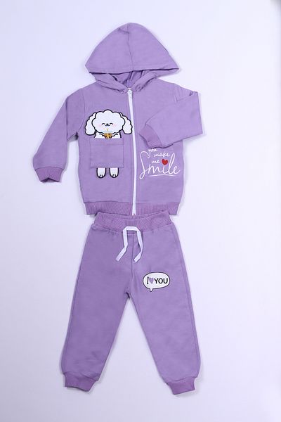 HÇM 3-Piece Set for Girl - Dog Print, Hoodie and Zipper B66