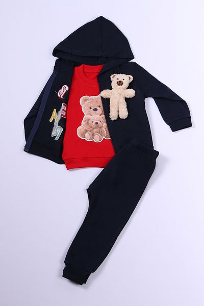 HÇM Boy's 3-Piece Set - Sober Printed, Hooded and Zippered B65