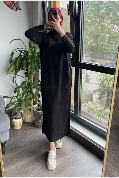 MAXXANA Oversize Loose Cut Half Turtleneck Ribbed Knitwear Hijab Dress Size 38-44