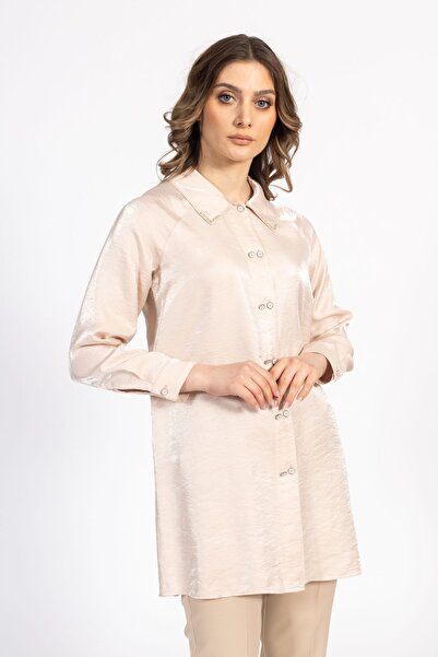 Ayda Triko Long Sleeve Silk Look Shirt