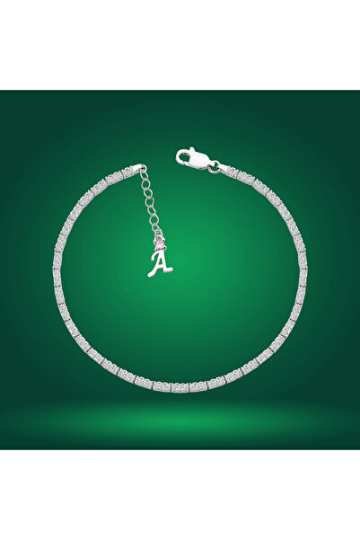 BARIŞ TAKI 925 Ayar Gümüş Pırlanta Taşlı İnce Zarif Harfli Su Yolu Bileklik