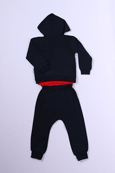 HÇM ERKEK ÇOCUK 3'LÜ TAKIM AYICIK BASKILI KAPŞONLU FERMUARLI B65