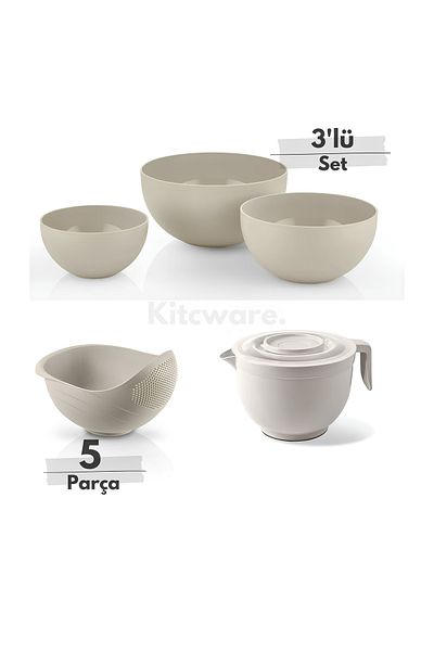 Kitcware مجموعة من 3 أوعية خلاط مع غطاء - مصفاة، مصفاة أرز ووعاء كبير