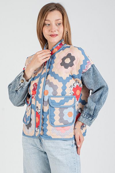 Hatun Atila Jachetă matlasată cu mâneci din denim HatunAtila 7654-5
