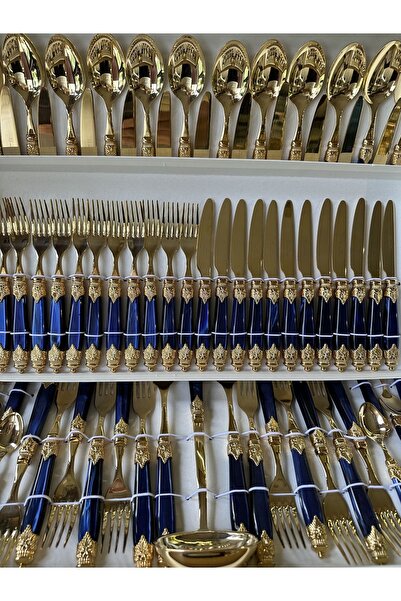 RİVADOSSİ SANDRO Rivadossi Sandro 75 parça Arianna Oro blue kaşık takımı.