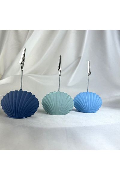 oasis decoration Blue Tones Oyster 3-Piece Note Holder Set, Photo Holder