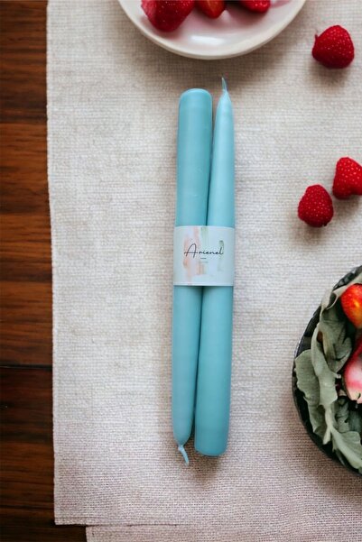 ARİENEL Şamdan Mumu 2'li Set Konik Turkuaz