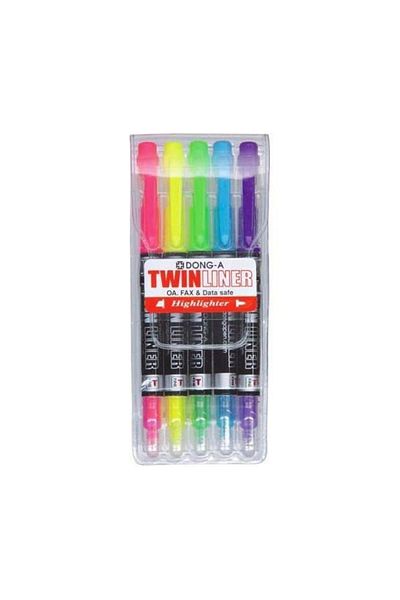 Nusrat Bilişim Twinliner Highlighter Pen Mixed Color Pen Type Double Sided Pack of 5231500