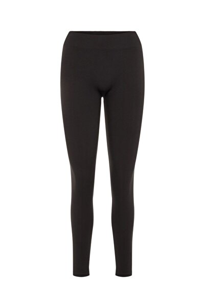 Black PCS Dikişsiz Normal Bel Düz Uzun Tayt