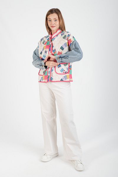 Hatun Atila Hatunatila Jeans Sleeves Quilted Jacket 7654-2