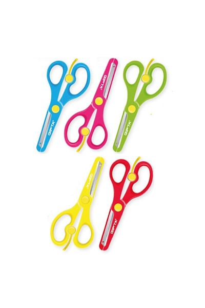 Gıpta Student Scissors Blunt Tip Spring Plastic Body 5 Colors K702 (Pack of 24)