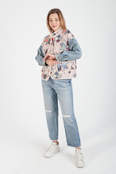 Hatun Atila Hatunatila Jeans Sleeves Quilted Jacket 7654-7
