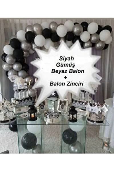 Happy Toys Metallic balloon set birthday party white-black-silver balloon chain gift