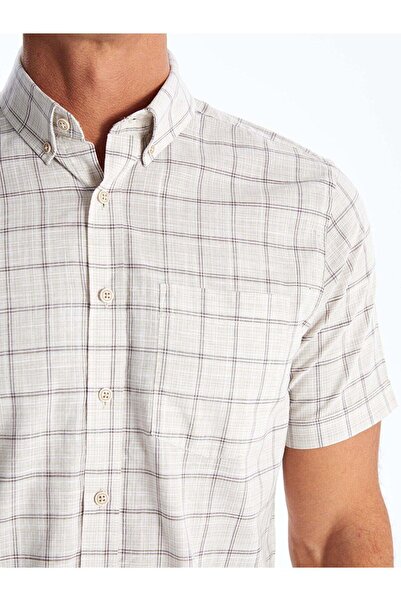 LC Waikiki Lcwaikiki Water Green Plaid - Regular Fit Short Sleeve Men's Poplin Shirt