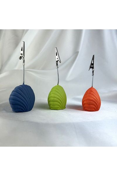 oasis decoration Oyster 3-Piece Note Holder Set (Grey Blue, Green, Orange), Photo Holder