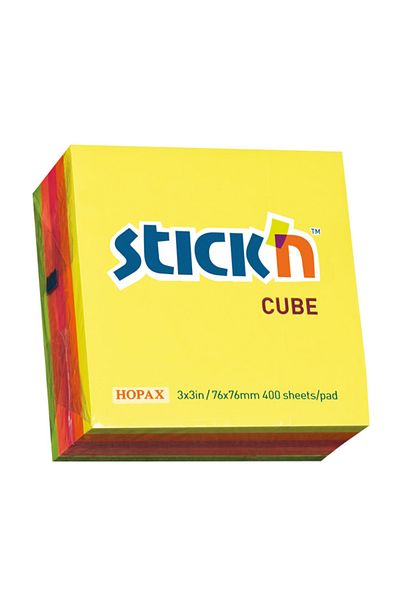 Hopax 5-color Highlighter Cube Note paper - 400 Yp, 76x76, Stickn Adhesive 21012