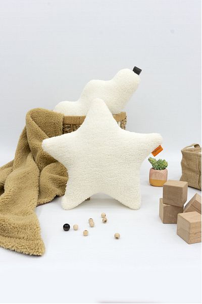 mordesign Decorative Plush Pillow, Teddy Fabric Pillow, Super Fluffy Star Pillow, Star Morteddy Series