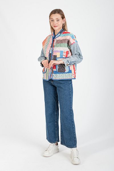 Hatun Atila Hatunatila Jeans Sleeves Quilted Jacket 7654-3