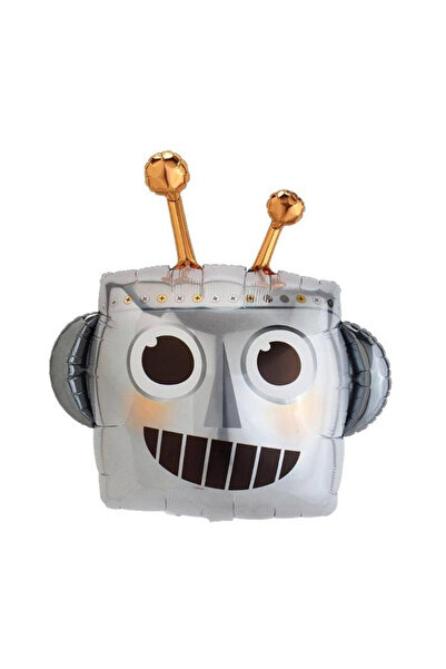 kidspartim بالون فويل برأس روبوت مقاس 66 × 60 سم